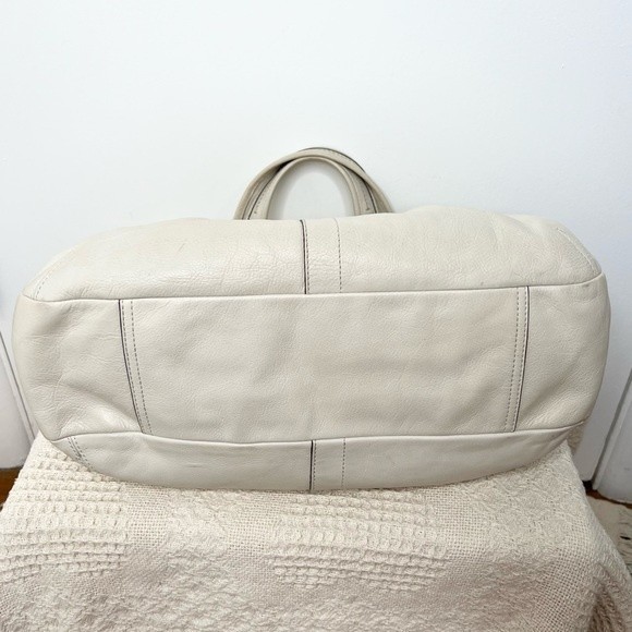 Y2K Coach Ergo Pleated Leather East West Satchel 12248 White Kisslock Hobo Bag - Picture 6 of 15